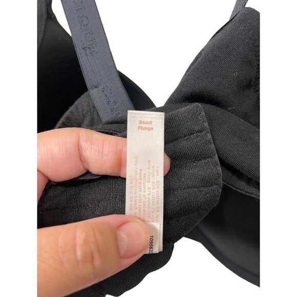 Cacique Cotton Boost Plunge Bra Black Size 44F - Picture 5 of 6